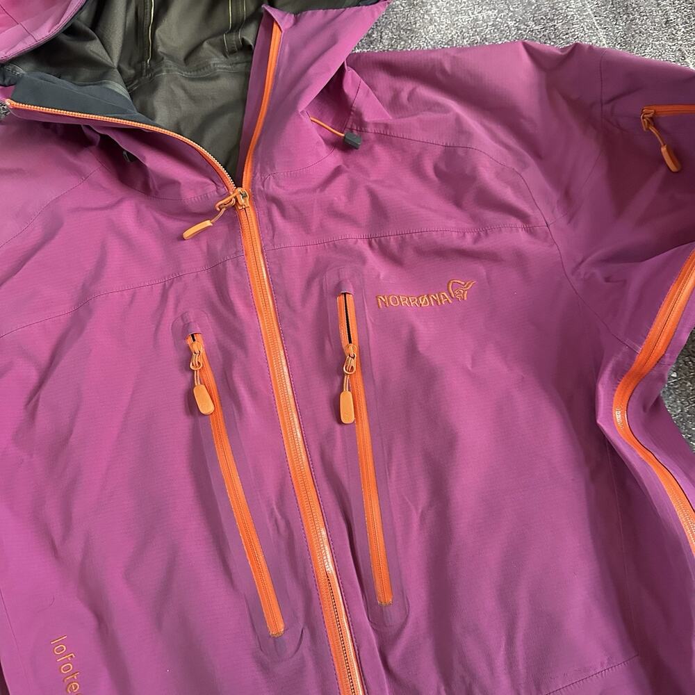 Womens Norrona Lofoten Gore Tex Pro Fuchsia Pink Hooded Zip Ski Snow Jacket Sz L